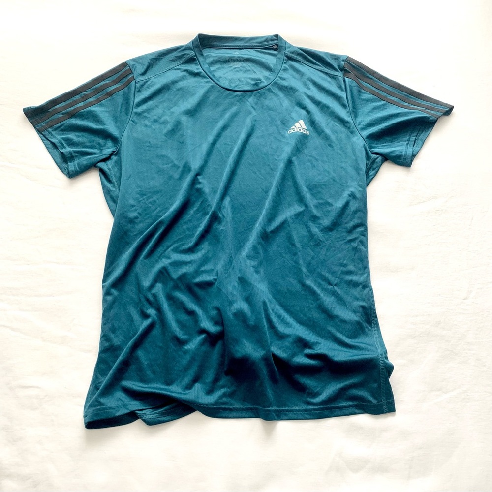 Adidas Running Tee Turquoise Blue Men Size Large
